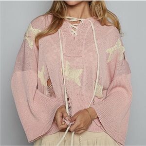 POL Pink Star Knit Hoodie, Large